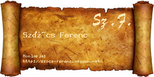 Szőcs Ferenc névjegykártya